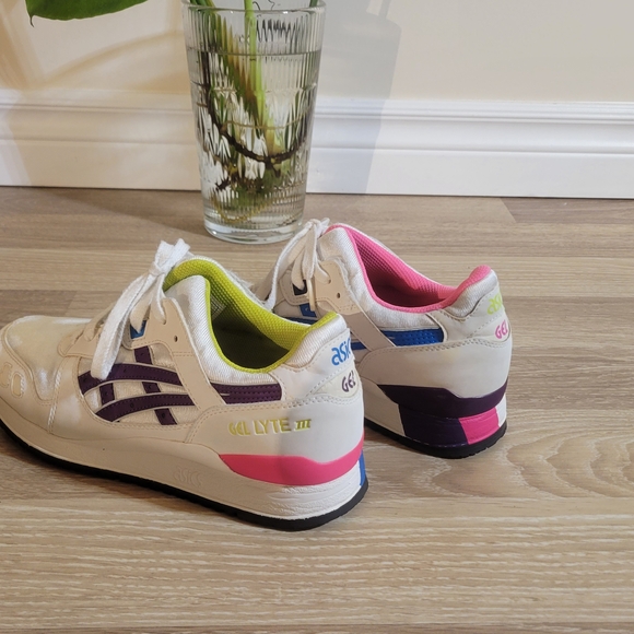 Asics White Sneakers with Purple and Green Accents - Picture 5 of 8